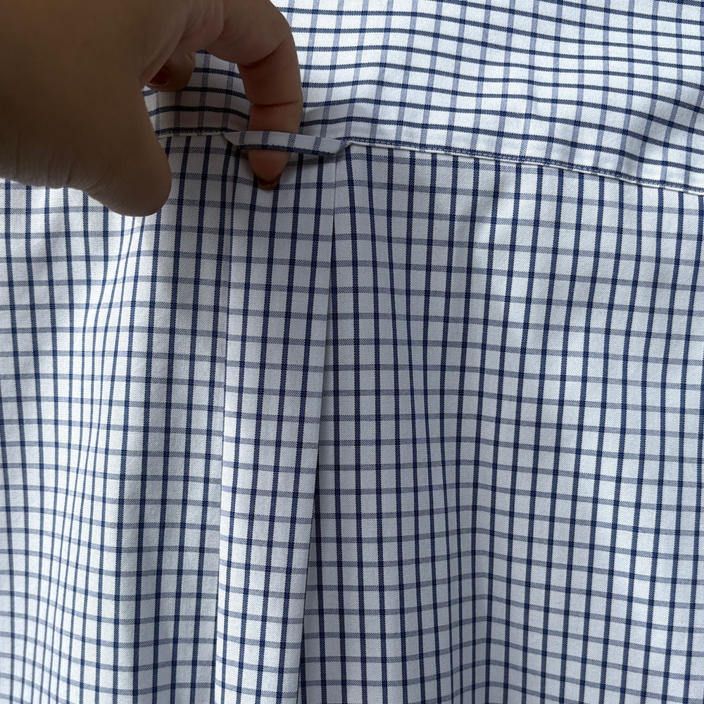 Nautica Men's Navy and White Checkered Dress Shirt - Picture 6 of 7